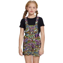 Graffiti Word Seamless Pattern Kids  Short Overalls by Bedest