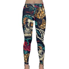 Vintage Art Tattoos Colorful Seamless Pattern Classic Yoga Leggings by Bedest