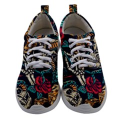 Vintage Art Tattoos Colorful Seamless Pattern Women Athletic Shoes by Bedest