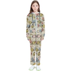 Seamless Pattern With Flower Bird Kids  Tracksuit by Bedest