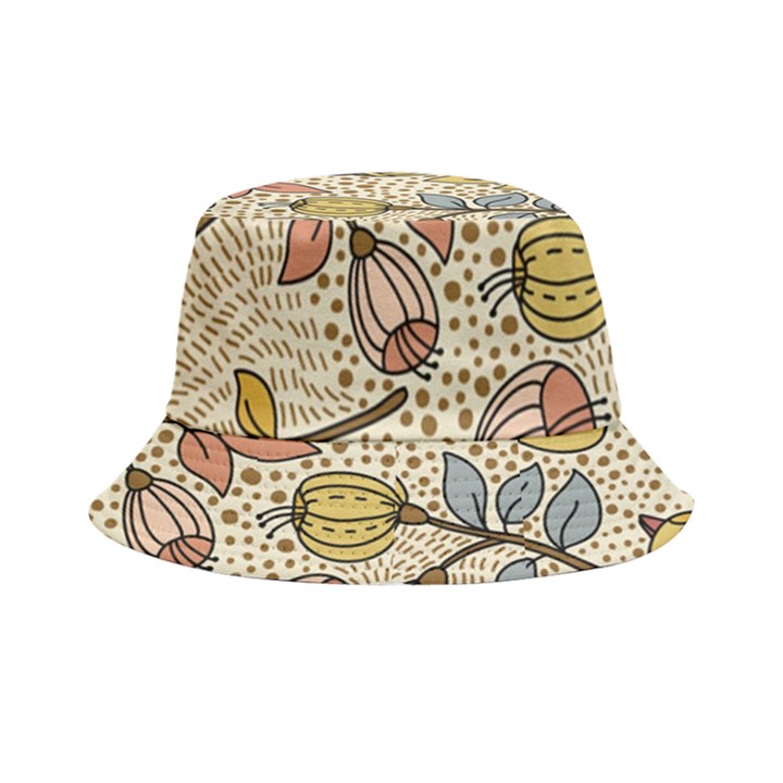 Seamless Pattern With Flower Bird Bucket Hat