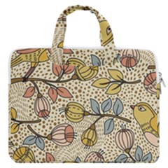 Seamless Pattern With Flower Bird Macbook Pro 13  Double Pocket Laptop Bag by Bedest