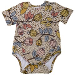 Seamless Pattern With Flower Bird Baby Short Sleeve Bodysuit