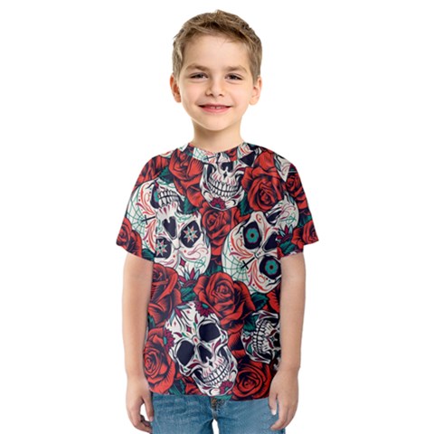 Vintage Day Dead Seamless Pattern Kids  Sport Mesh T-shirt by Bedest