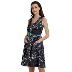 Abstract Colorful Texture Sleeveless Dress With Pocket