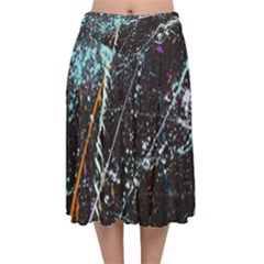 Abstract Colorful Texture Velvet Flared Midi Skirt by Bedest