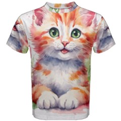 Kitty Watercolour Men s Cotton T-shirt by ttlisted