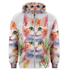 Kitty Watercolour Men s Zipper Hoodie by ttlisted