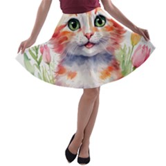 Kitty Watercolour A-line Skater Skirt