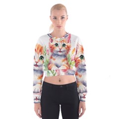 Kitty Watercolour Cropped Sweatshirt by ttlisted