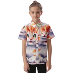 Kitty Watercolour Kids  Short Sleeve Shirt by ttlisted