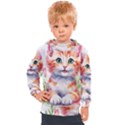 Kitty Watercolour Kids  Hooded Pullover View1