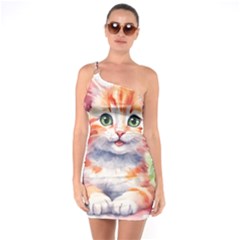 Kitty Watercolour One Shoulder Ring Trim Bodycon Dress by ttlisted