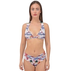 Kitty Watercolour Double Strap Halter Bikini Set