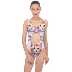 Kitty Watercolour Center Cut Out Swimsuit