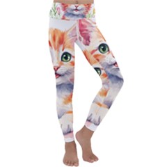 Kitty Watercolour Kids  Lightweight Velour Classic Yoga Leggings by ttlisted