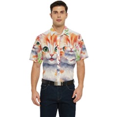 Kitty Watercolour Men s Short Sleeve Pocket Shirt  by ttlisted