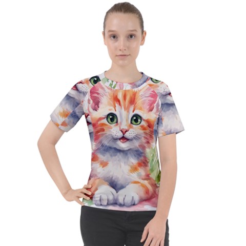 Kitty Watercolour Women s Sport Raglan T-shirt by ttlisted