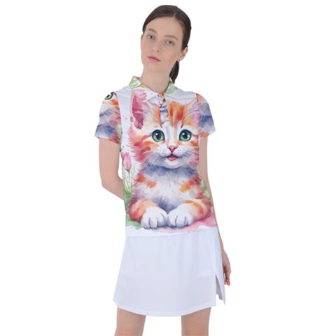 Kitty Watercolour Women s Polo T-shirt by ttlisted