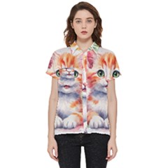 Kitty Watercolour Short Sleeve Pocket Shirt by ttlisted