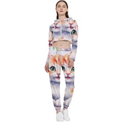 Kitty Watercolour Cropped Zip Up Lounge Set by ttlisted