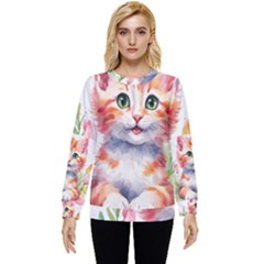 Kitty Watercolour Hidden Pocket Sweatshirt by ttlisted