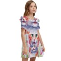 Kitty Watercolour Kids  Frilly Sleeves Pocket Dress View2