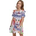 Kitty Watercolour Kids  Frilly Sleeves Pocket Dress View3