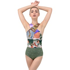 Tropical Polka Plants 2 Tropical Polka Plants 2 Cross Front Low Back Swimsuit by josephineatikari