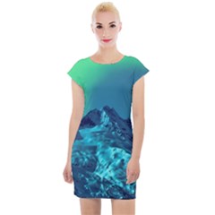 Aurora Borealis Sky Winter Snow Mountains Night Cap Sleeve Bodycon Dress by Pakjumat