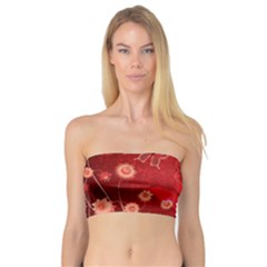 Four Red Butterflies With Flower Illustration Butterfly Flowers Bandeau Top by Pakjumat