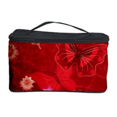 Four Red Butterflies With Flower Illustration Butterfly Flowers Cosmetic Storage Case by Pakjumat