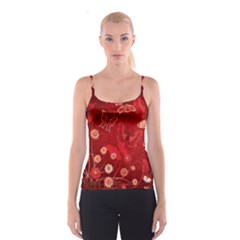 Four Red Butterflies With Flower Illustration Butterfly Flowers Spaghetti Strap Top by Pakjumat