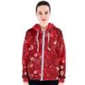 Four Red Butterflies With Flower Illustration Butterfly Flowers Women s Zipper Hoodie View1