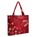 Four Red Butterflies With Flower Illustration Butterfly Flowers Zipper Medium Tote Bag View2