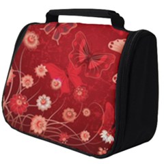 Four Red Butterflies With Flower Illustration Butterfly Flowers Full Print Travel Pouch (big) by Pakjumat