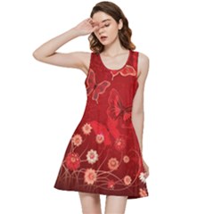 Four Red Butterflies With Flower Illustration Butterfly Flowers Inside Out Racerback Dress by Pakjumat