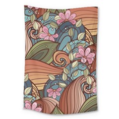 Multicolored Flower Decor Flowers Patterns Leaves Colorful Large Tapestry by Pakjumat