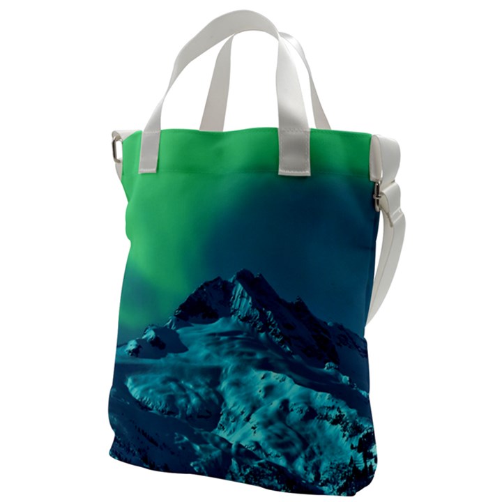 Aurora Borealis Sky Winter Snow Mountains Night Canvas Messenger Bag