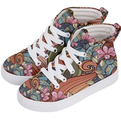 Multicolored Flower Decor Flowers Patterns Leaves Colorful Kids  Hi-top Skate Sneakers by Pakjumat