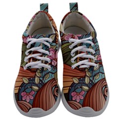 Multicolored Flower Decor Flowers Patterns Leaves Colorful Mens Athletic Shoes by Pakjumat