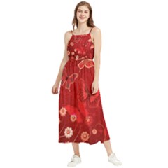 Four Red Butterflies With Flower Illustration Butterfly Flowers Boho Sleeveless Summer Dress by Pakjumat