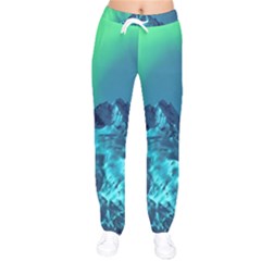 Aurora Borealis Sky Winter Snow Mountains Night Women Velvet Drawstring Pants by Pakjumat