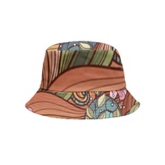 Multicolored Flower Decor Flowers Patterns Leaves Colorful Inside Out Bucket Hat (kids) by Pakjumat