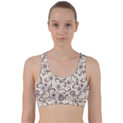 White And Brown Floral Wallpaper Flowers Background Pattern Back Weave Sports Bra by Pakjumat