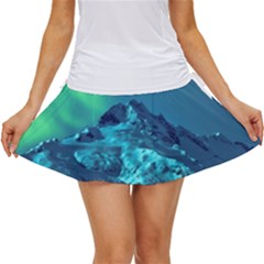 Aurora Borealis Sky Winter Snow Mountains Night Women s Skort by Pakjumat