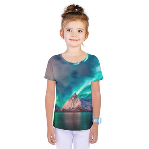 Amazing Aurora Borealis Colors Kids  One Piece T-shirt by Pakjumat