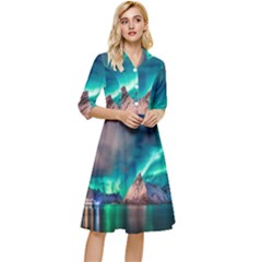 Amazing Aurora Borealis Colors Classy Knee Length Dress by Pakjumat