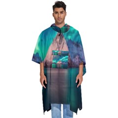 Amazing Aurora Borealis Colors Men s Hooded Rain Ponchos