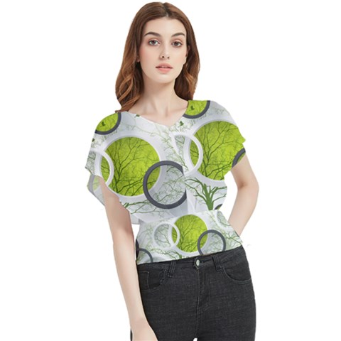 Circles Still Life Butterfly Chiffon Blouse by Pakjumat